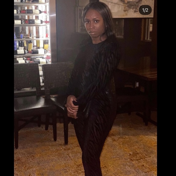 Black suede jumpsuit - Picture 3 of 4